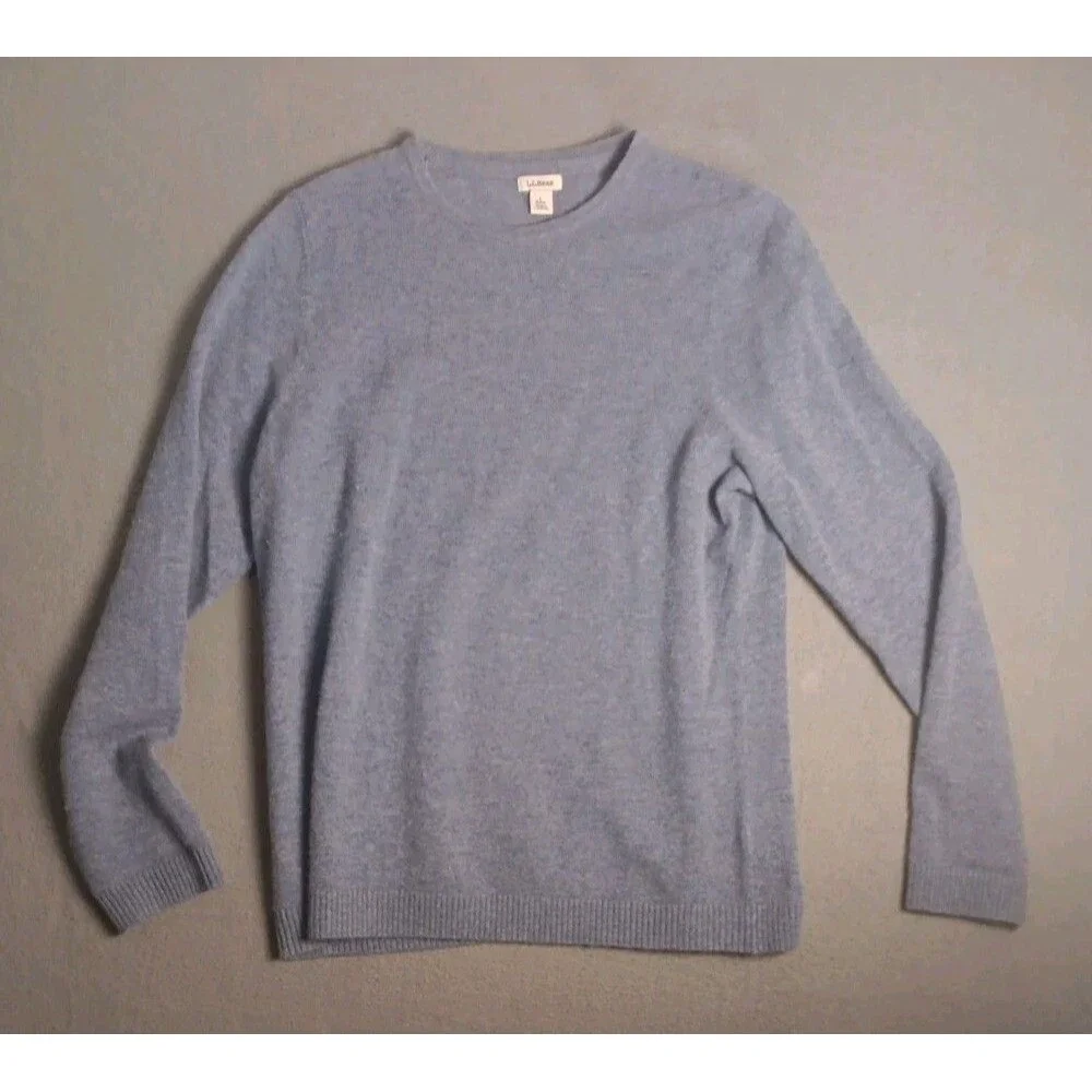L.L. Bean 100% Cashmere Blue Soft Sweater Mens  Regular Large  - Crew Neck